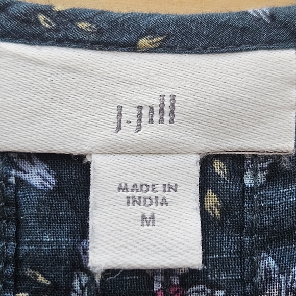 J. Jill Women Floral Pintuck Round Neck 100% Cotton Blouse Medium - Picture 9 of 10